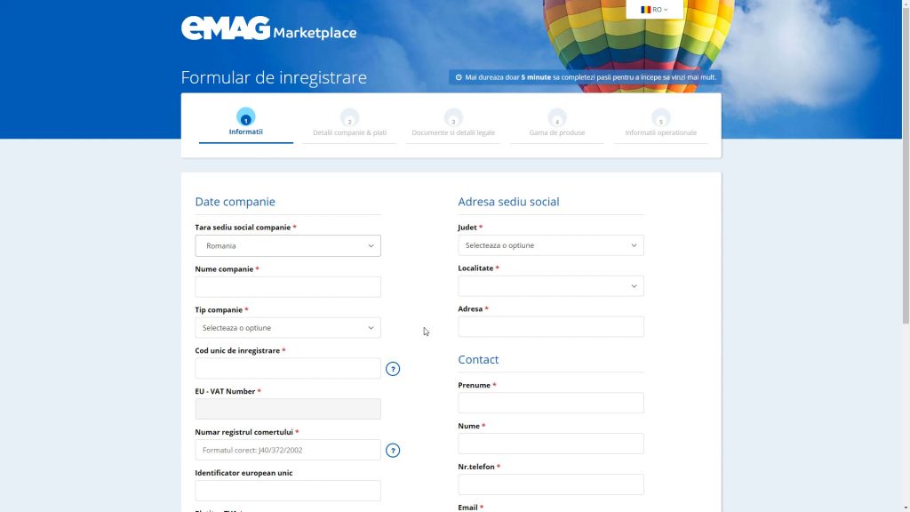Pasi inscriere eMAG Marketplace