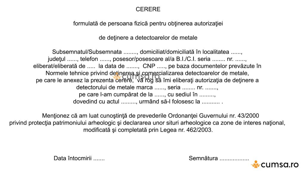 Model cerere-tip